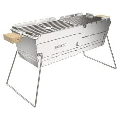 BAUHAUS Knister Holzkohlegrill Premium Silbergrau, Hauptgrillfläche: 22 X 28 -52 Cm