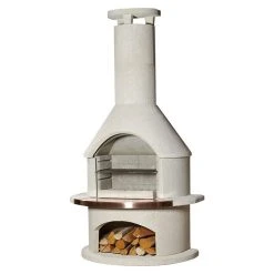 BAUHAUS Buschbeck Grillkamin Rondo Feuerfester Leichtbeton, Hauptgrillfläche: 54 X 34 Cm